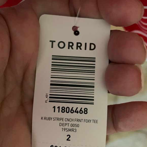 Torrid red and white stripe shirt - Picture 4 of 6